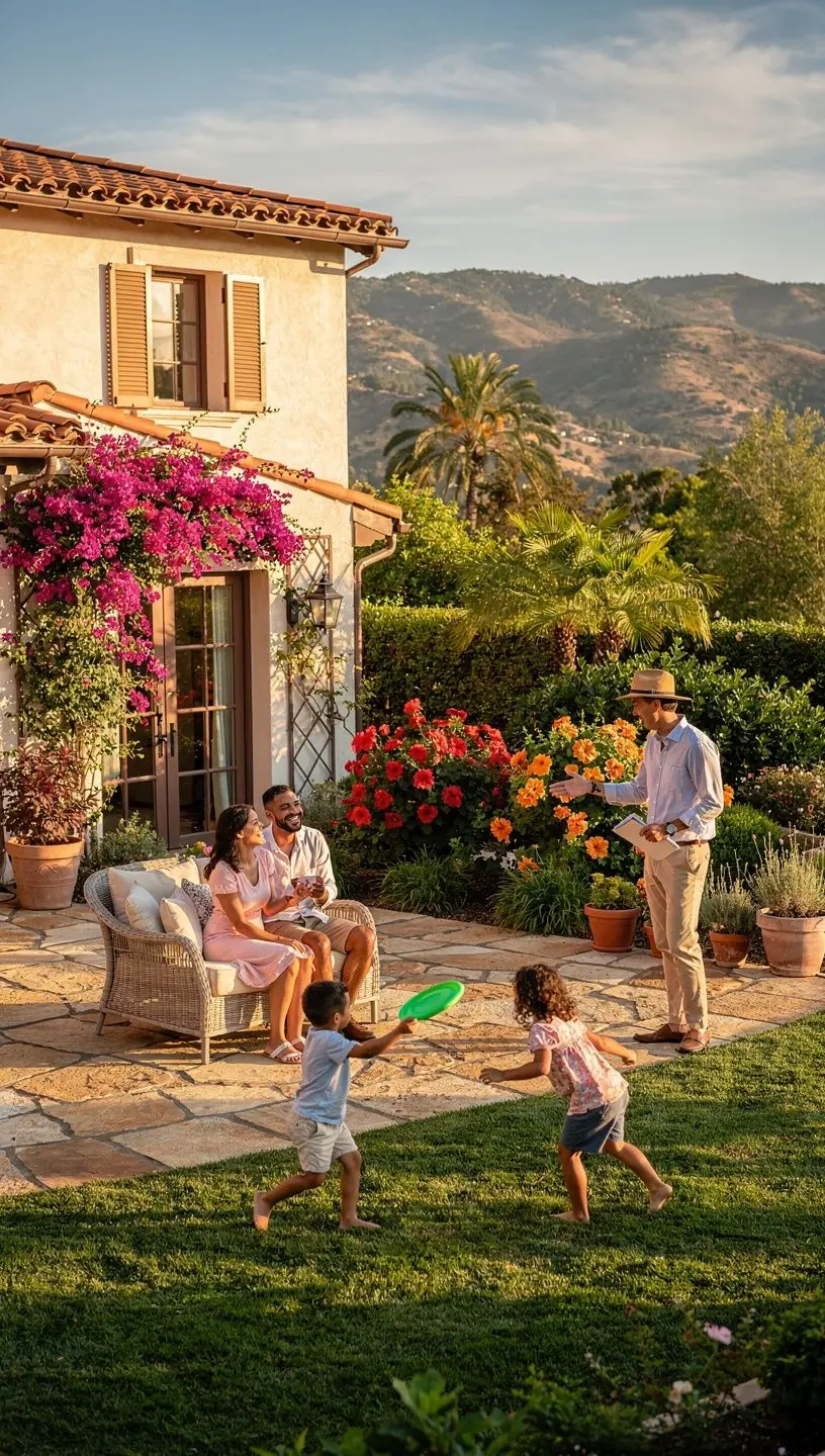 Элегантный фасад дома в средиземноморском стиле на фоне ясного неба.