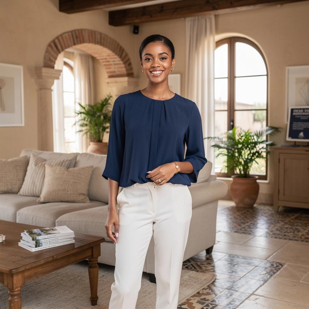 Кухня с открытой планировкой, отделанная керамической плиткой.